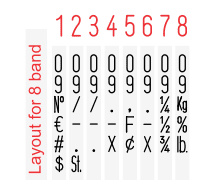 image of Shiny No. 2-8 traditional number stamp band layout